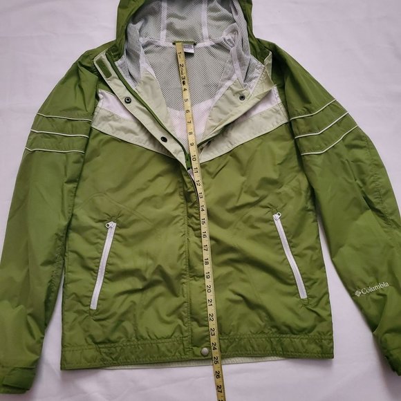 Columbia Girls Youth Full Zip Windbreaker Raincoat Jacket Green/White Size 18/20 - Picture 12 of 16